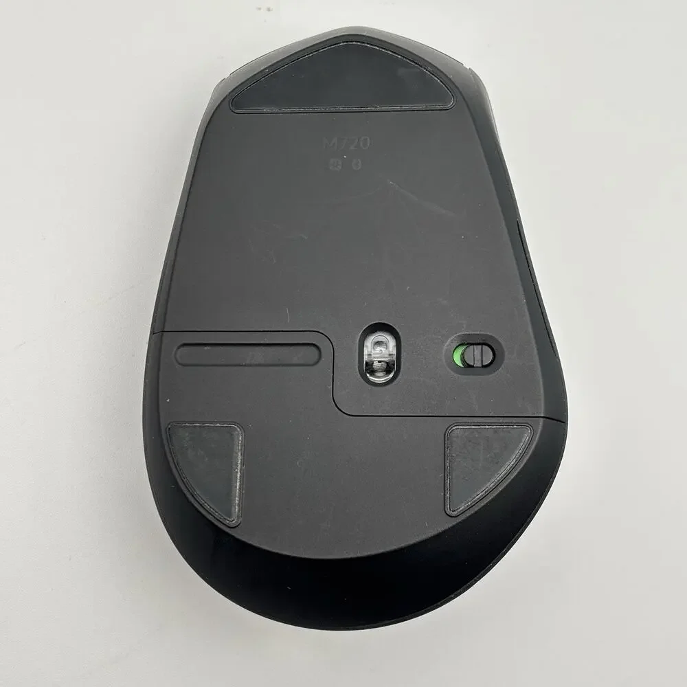 Logitech M720 Triathlon Wireless Mouse, With Dongle - Black - Tested. Works.